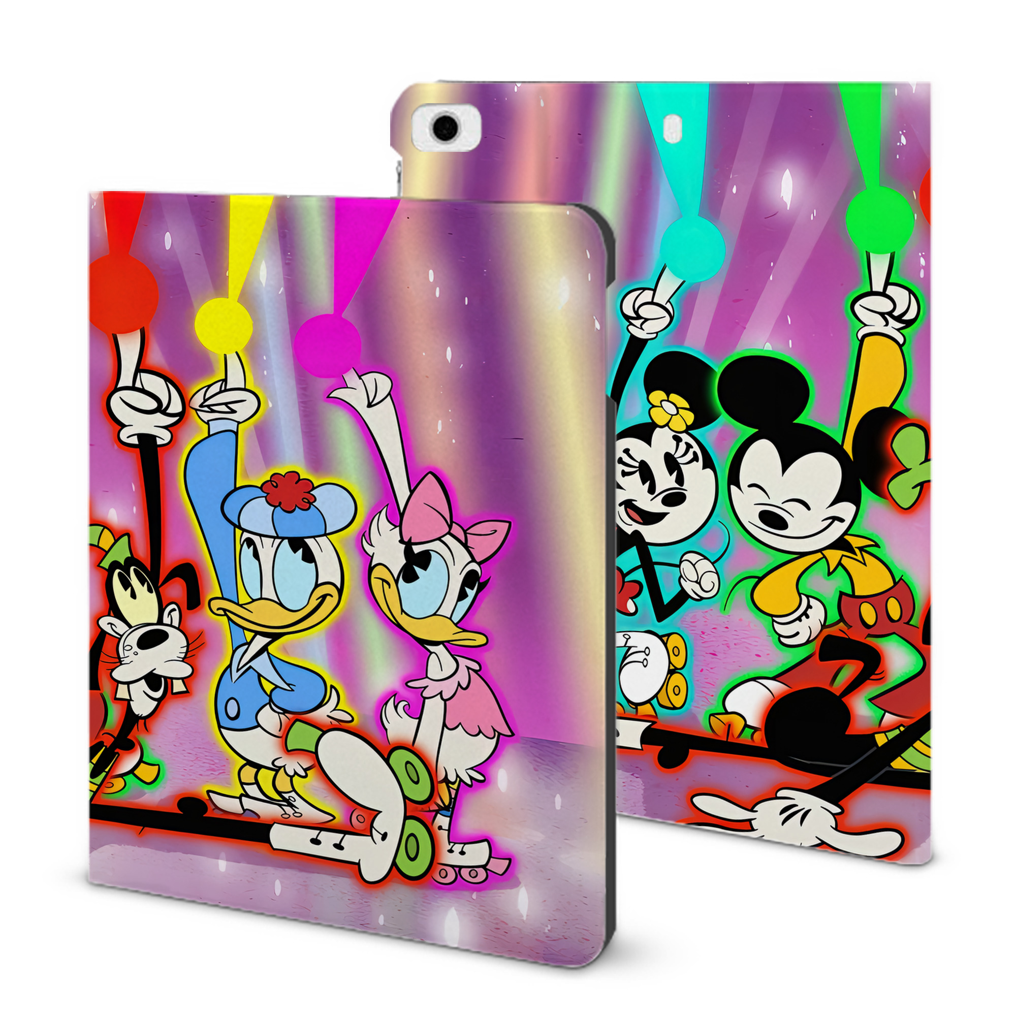（画像用） ミッキーマウス Mickey Mouse IPad ケース ブック型 PUレザー TPU 耐衝撃 軽量 薄型 ペン収納なし 全面保護 IPad 各モデル対応